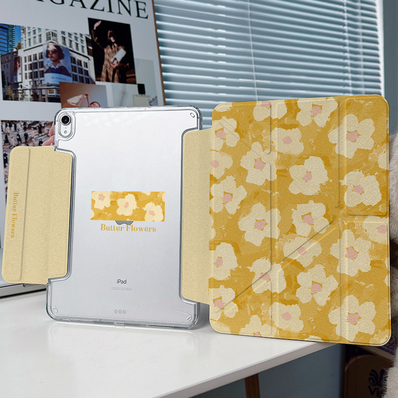【y折+三折】带笔槽2024新款pro11寸适用华为平板matepad11.5s保护套ipadair6油画mini亚克力5/4小米壳9搭扣8