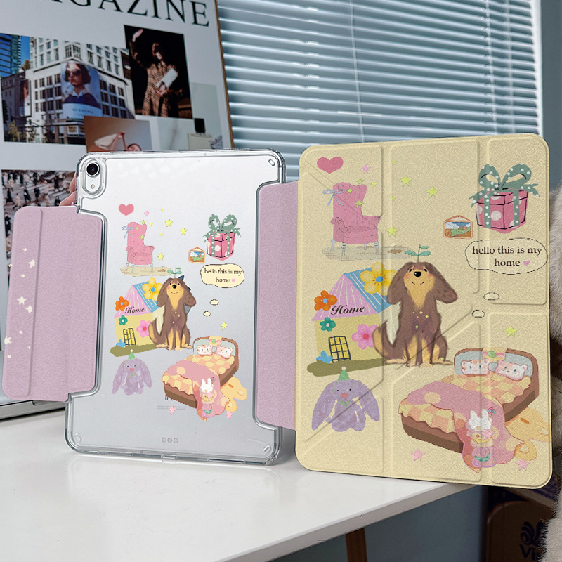 【y折x兼容笔套】2024带搭扣小狗适用苹果平板ipadair6保护套5无笔槽透明11.5s壳matepadpro11亚克力8可分离