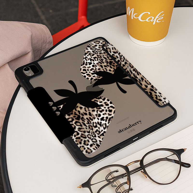 【3+y折带搭扣】豹纹笔槽适用华为matepad12.2保护套11.5亚克力ipadair7小米平板8pro11黑色oppo4vivo壳iqoo5