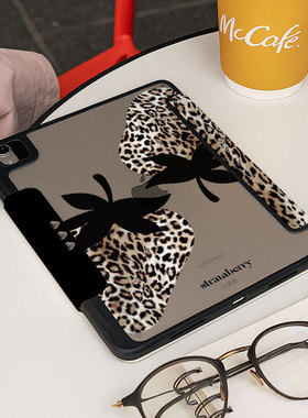 【3+y折带搭扣】豹纹笔槽适用华为matepad12.2保护套11.5亚克力ipadair7小米平板8pro11黑色oppo4vivo壳iqoo5