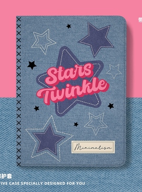 【三折式x带笔槽】ipadair5保护套pro11软硅胶蓝色牛仔裤个性书本式mini6/5/4/3/2/1防摔12.9适用于苹果平板9