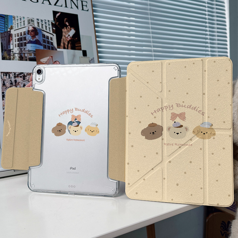 【3+y折x兼容笔套】可爱熊苹果ipadair7保护套适用华为matepad11.5s小米平板6透明pro11代13带笔槽12.2mini壳