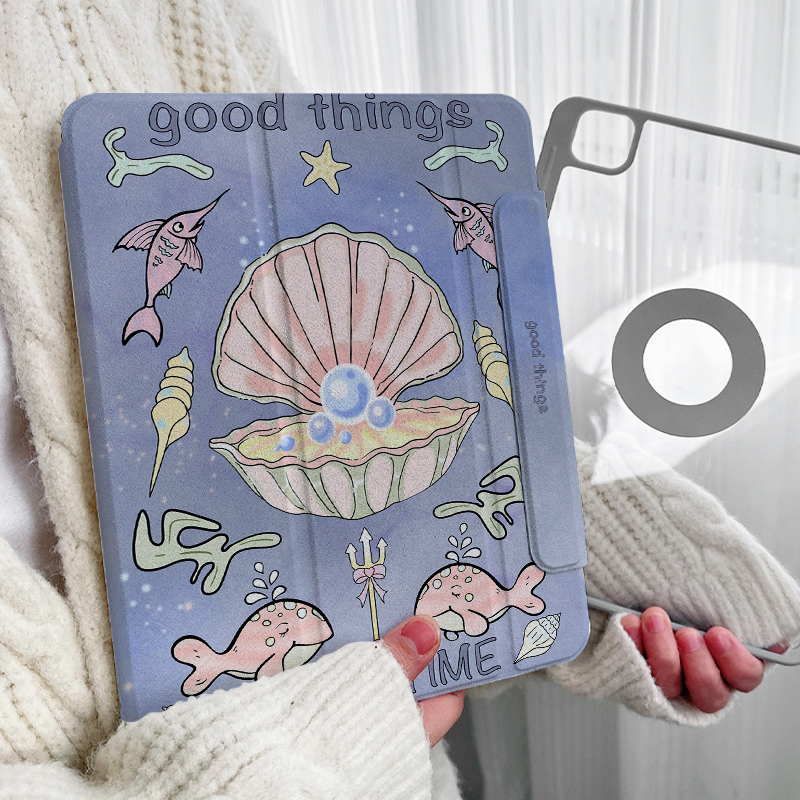 【可分离x圆环磁吸】珍珠三折苹果ipadair7保护套适用小米平板6matepad12.2寸2025pro11/12/13华为mini透明壳