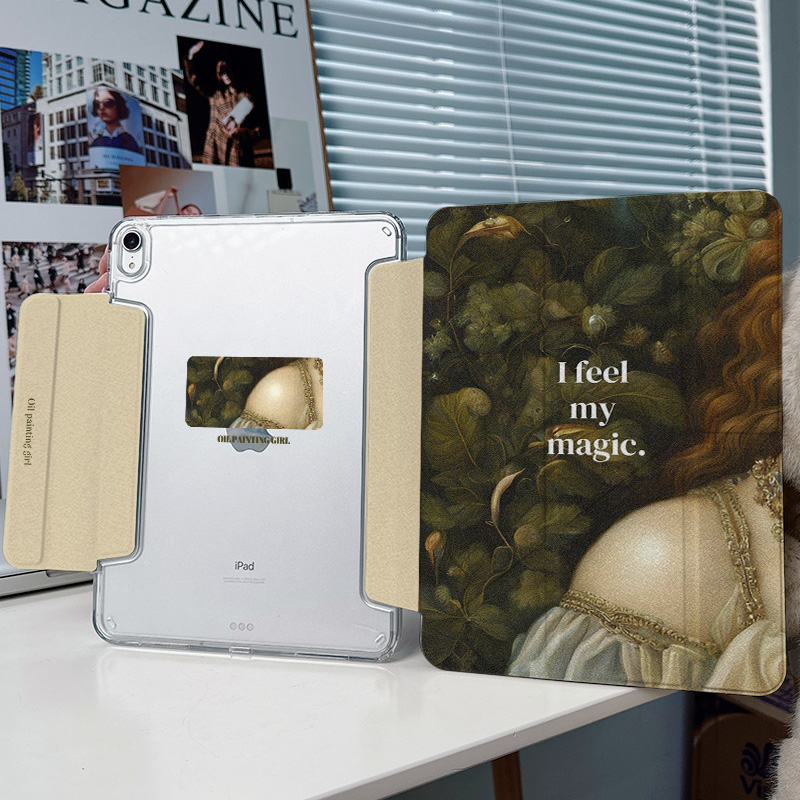 【y折x兼容笔套】油画艺术适用华为平板matepadpro12.2可分离苹果ipadair6保护套pro11防摔mini7带笔槽10壳13