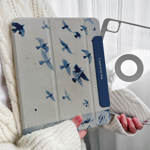 【圆环磁吸双面夹x水墨蓝鸽】侧边充电2024适用华为平板matepad保护套11pro全包air6第十代10.9防弯ipad13壳5