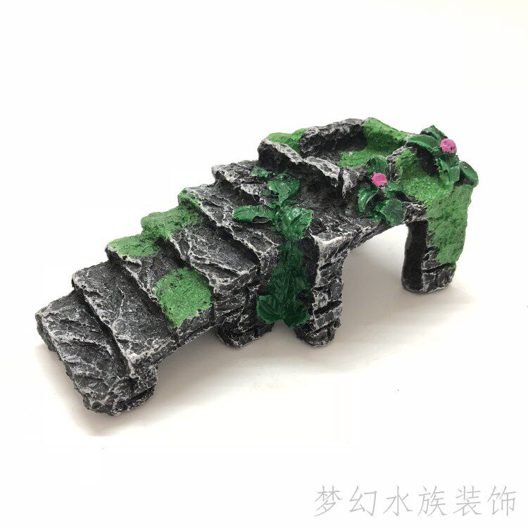 包邮新款沉底小型乌龟爬行台爬梯宠物晒背台鱼缸树脂造景装饰摆件