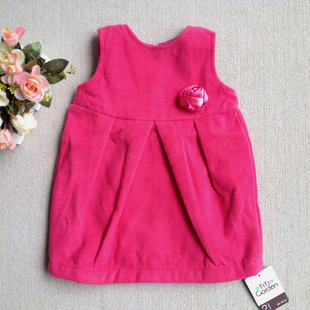 欧美双层细绒呢子高腰花苞型修身春秋冬女童连衣裙 背心裙