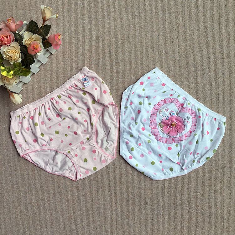 优质品牌心福纯棉圆点小花仙女童内裤 中大童内衣 2条/卡