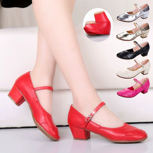 Красная зимняя демисезонная обувь, танцующие туфли, мягкая подошва