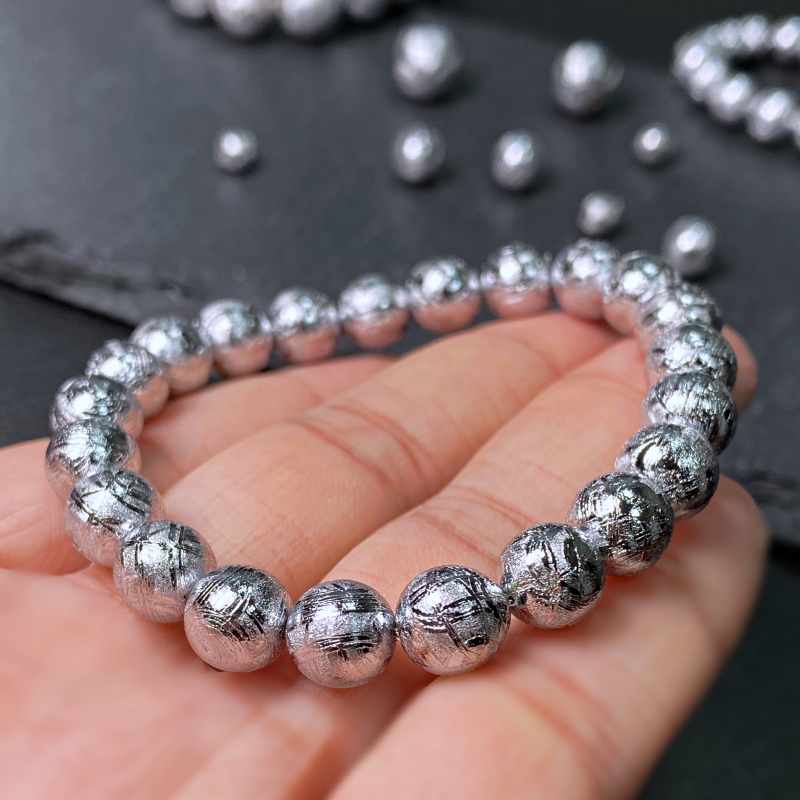 天然铁陨石瑞典m铁手链男女款天铁圆珠手串吊坠配饰小众首饰保真