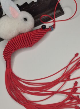 纯手工绳编珠子肖战同款红色虾