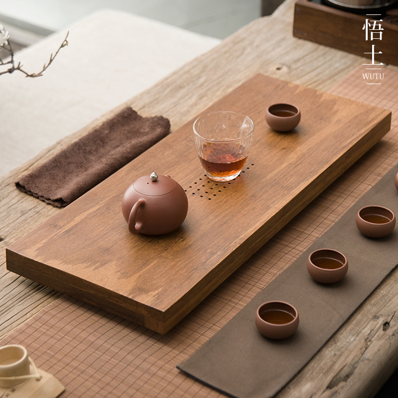 实木茶盘家用茶具日式抽屉储排水式竹制功夫简约茶台整块茶海干泡 虎窝淘
