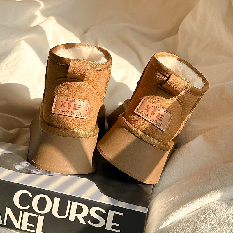 短筒厚底雪地靴女2024冬季新款