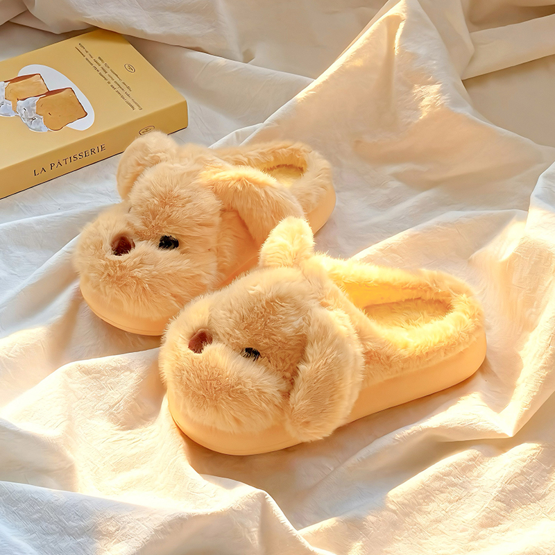 软萌小狗ins可爱毛毛拖鞋女冬季