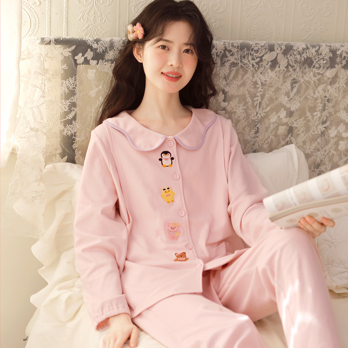 带胸垫 富朵月子服春秋产后全棉吸汗孕妇哺乳睡衣外穿产妇家居服,孕妇装/孕产妇用品/营养,家居服套装,淘宝优惠券,粉丝福利购,淘宝优惠卷