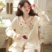 富朵月子服春秋孕妇纯棉针织睡衣产后哺乳衣待产可外穿家居服套装