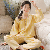 富朵春夏纱布月子服产后纯棉哺乳衣孕产妇睡衣怀孕期薄款 家居服