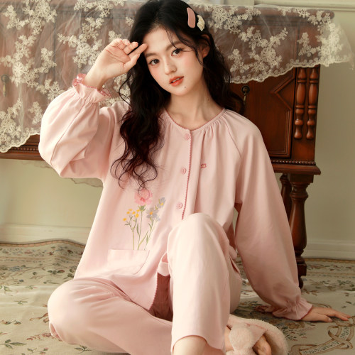 富朵月子服纯棉针织吸汗夏薄款产后产前孕妇哺乳睡衣春秋季家居服