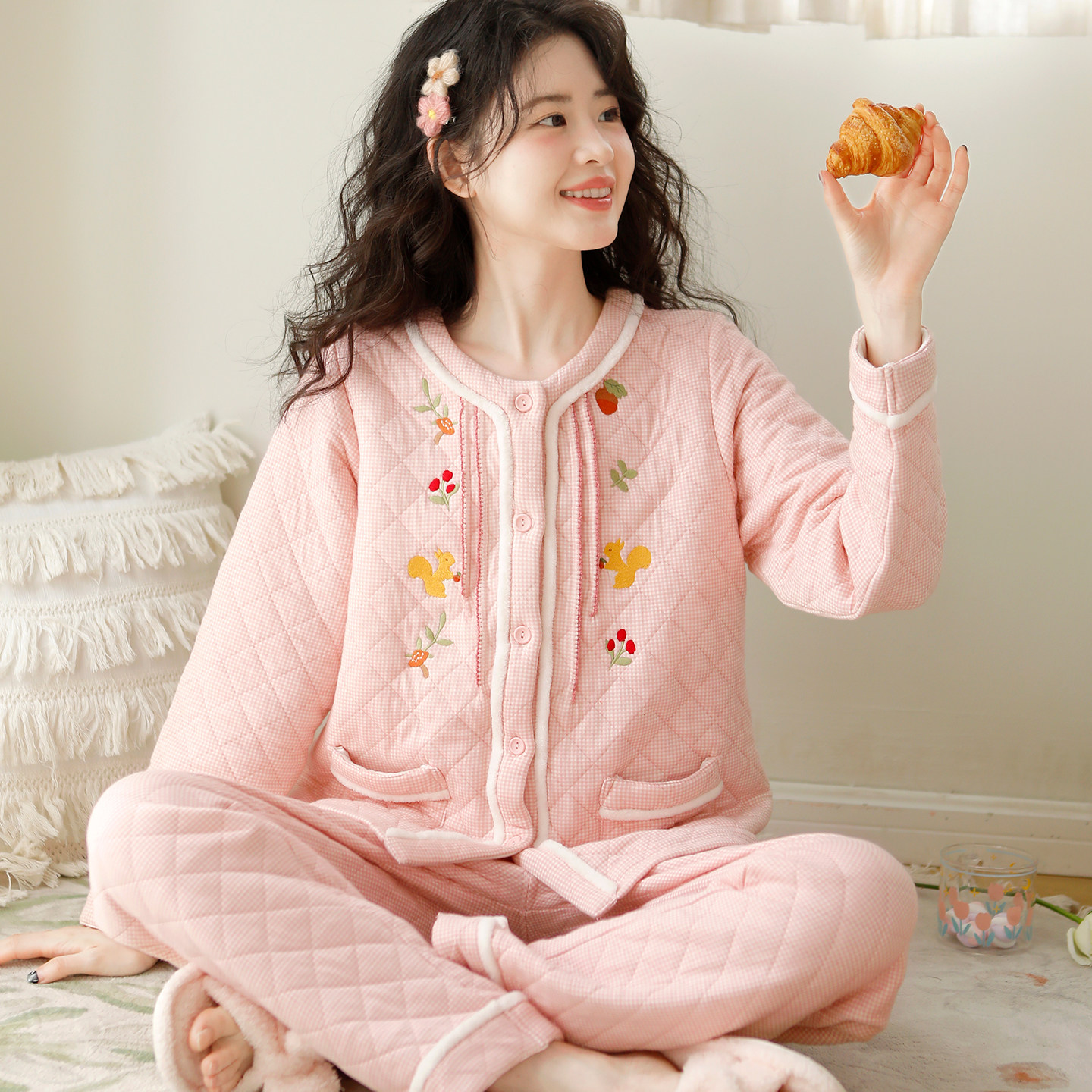 富朵纯棉秋冬季空气棉夹层月子服保暖孕妇产后哺乳睡衣加厚可外穿,孕妇装/孕产妇用品/营养,家居服套装,淘宝优惠券,粉丝福利购,淘宝优惠卷