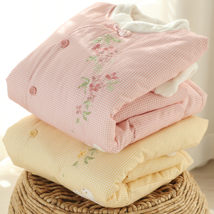 富朵冬三层夹棉睡衣产后坐月子保暖棉袄加厚纯棉怀孕期家居服套装