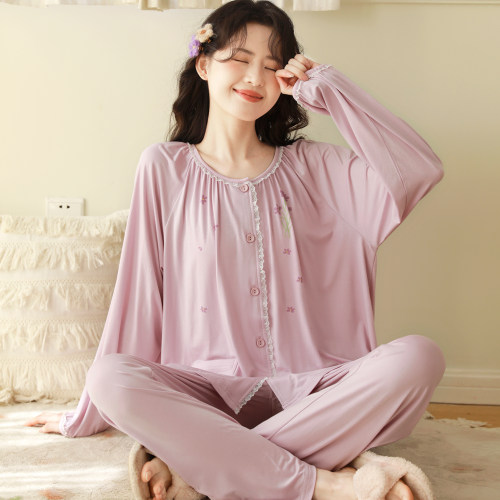 富朵莫代尔夏季薄款月子服产后哺乳衣孕妇产前睡衣套装待产家居服