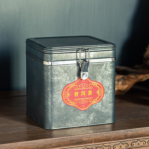 复古风大容量密封盒方型马口铁