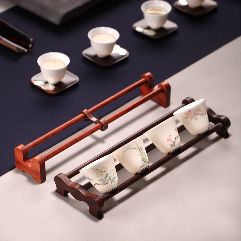 汇茶花梨黑檀木铜茶杯沥水实木图片