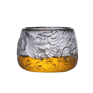 汇茶出口日本古法琉璃品茗杯主人杯单个功夫茶具冰冻烧茶杯龙纹杯