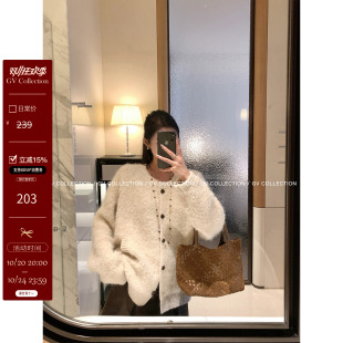 GV大白哥 暖包圈圈绒 翻领宽松羊毛圆领毛衣开衫外套秋冬上衣女