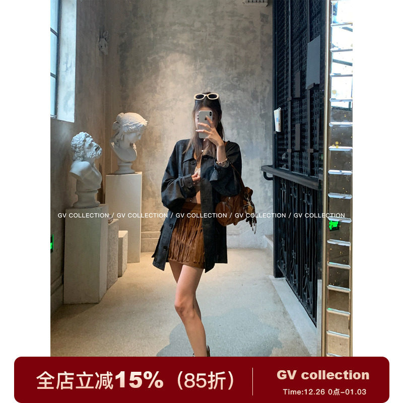 廓形杂色牛仔上衣外套