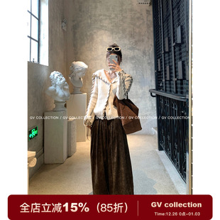 复古松弛 遮肉显瘦裤 绒感阔腿宽松休闲裤 新款 子女 秋季 GV大白哥