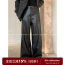时髦建模 裤 直筒松弛宽松pu休闲皮裤 穿搭新款 子女 冬季 GV大白哥