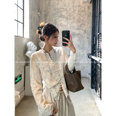 亮片立体刺绣新中式排扣上衣