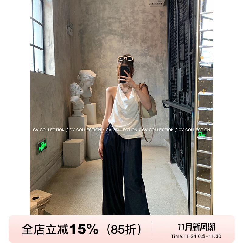 GV大白哥 薄软夏日 舒适天丝宽松透气速干夏牛仔裤阔腿休闲长裤女