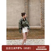 腔调军绿 廓形设计感收腰军绿衬衫 短外套秋季 GV大白哥 新款 上衣女