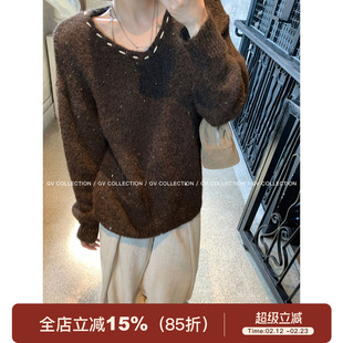 GV大白哥 classics简约 设计感亮片慵懒撞色宽松毛衣早秋穿搭女