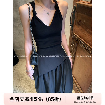 纽结弹力修身显瘦背心吊带