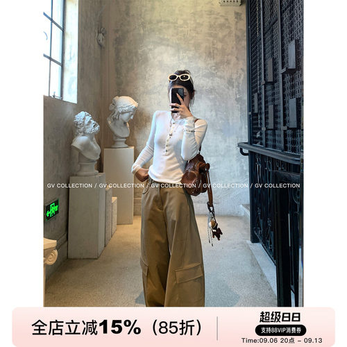 直筒复古宽松口袋工装裤