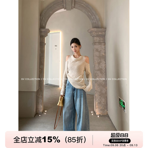 水洗直筒微弧弯刀牛仔裤