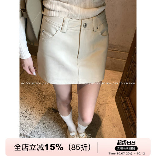 复古半身裙皮裙防走光