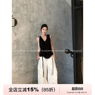 侧口袋镰刀可调节下摆工装休闲裤