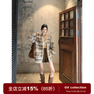 GV大白哥 智性Casual 羊毛编织撞色流苏廓形罩衫毛衣秋季慵懒上衣