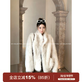 GV大白哥 保暖上衣女 新款 摩登银狐 翻领环保仿狐狸毛外套大衣冬季