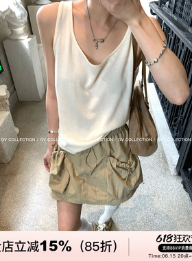 GV大白哥 松弛万金油 莱赛尔亚麻舒适感无袖背心设计感夏新款上衣