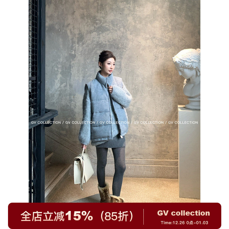 羊毛立领加厚马甲背心