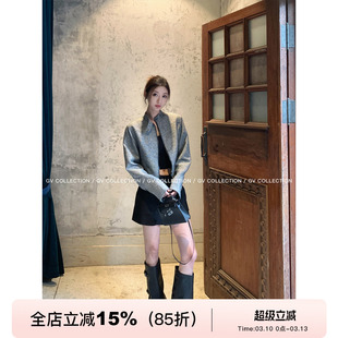 GV大白哥 鎏光银河 细节立领正肩细闪夹克上衣春季新款外套女气质