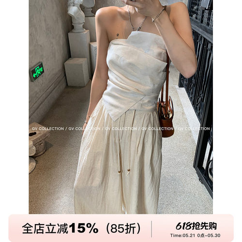 GV大白哥 designer私服 设计感双层立体结构不规则抹胸一字上衣女