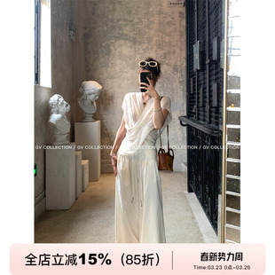 直筒通勤休闲长裤 GV大白哥 裤 白色棉麻抽绳阔腿工装 女 氧气日常