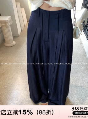 GV大白哥 天丝垂感 抽绳阔腿透气薄款直筒休闲裤春季新款百搭女
