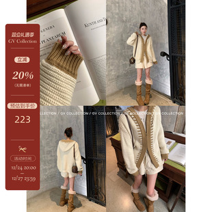 枫棕焦糖 限时立减20% 20点 复古棒针编织撞色毛衣 12.24